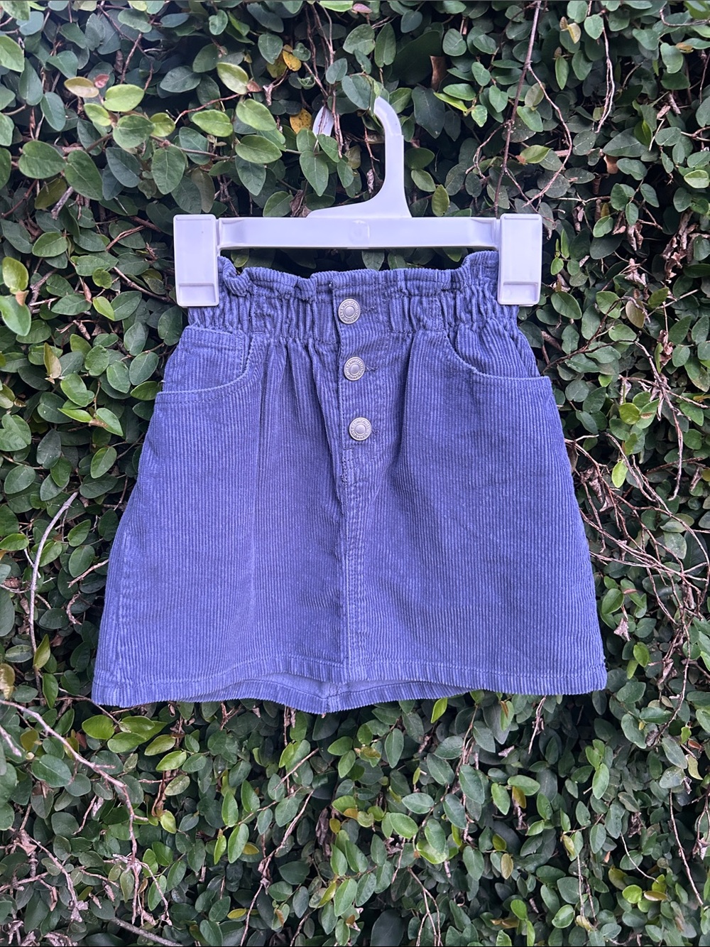 Zara Blue Corduroy Girls Skirt with Front Buttons